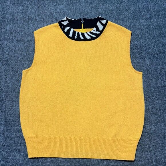 St John Collection Yellow Tank Top Zebra Trim‎ Size P - Picture 2 of 8